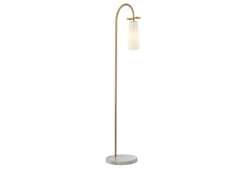 Licht-Erlebnisse Stehlampe QUIRLA, ohne Leuchtmittel, Marmor Glas Metall 150 cm klein in Messing Weiß E27 von Licht-Erlebnisse