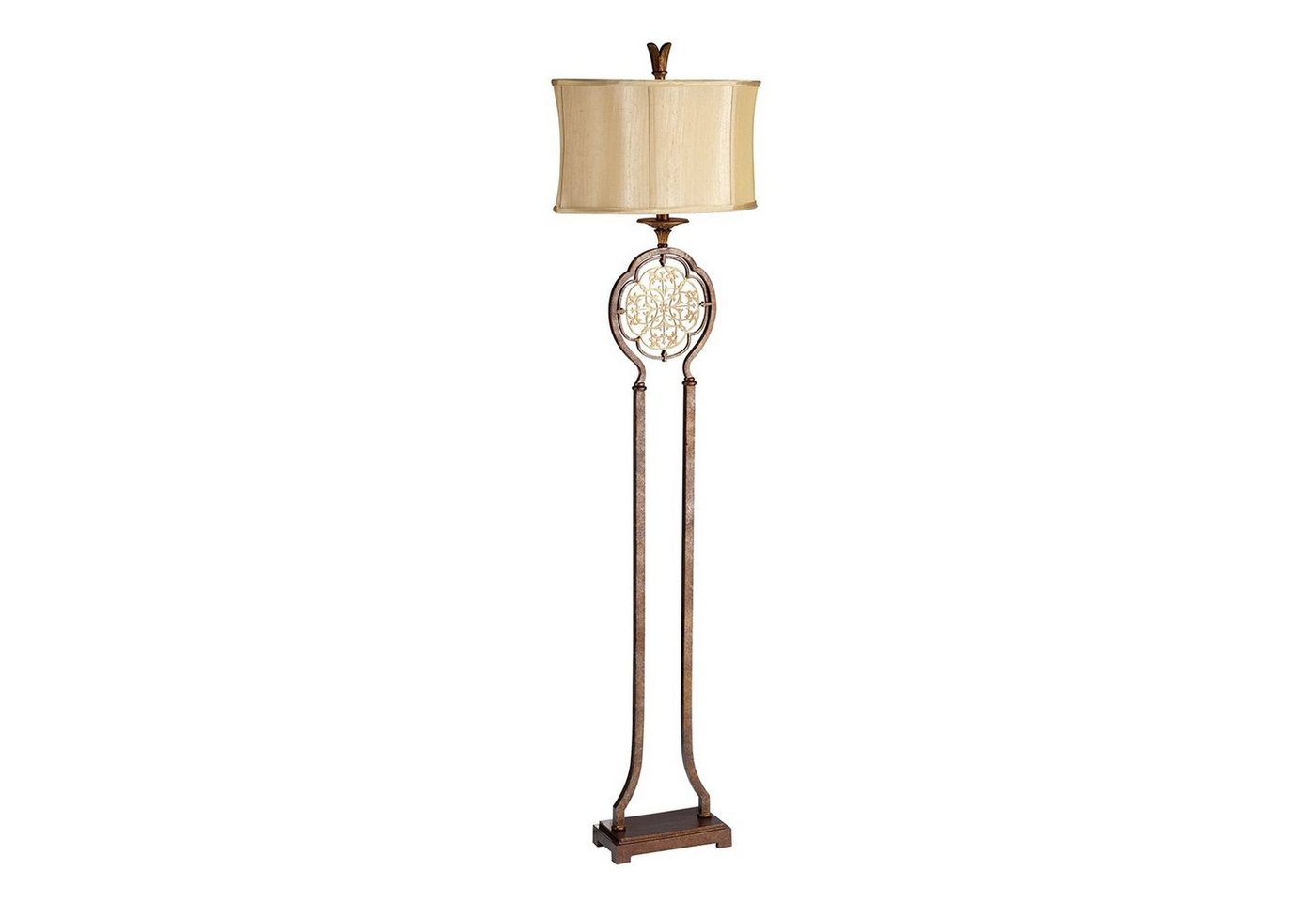 Licht-Erlebnisse Stehlampe SAMEA, ohne Leuchtmittel, Stehleuchte Wohnzimmer E27 160 cm Creme Bronze Stoff Metall von Licht-Erlebnisse