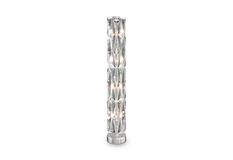 Licht-Erlebnisse Stehlampe SIMON, ohne Leuchtmittel, Metall E14 126,5 cm Kristall Chrom 8-flammig rund Art Déco von Licht-Erlebnisse