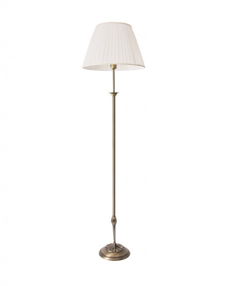 Licht-Erlebnisse Stehlampe SIMONA, ohne Leuchtmittel, Stehleuchte aus Messing bronziert Jugendstil E27 Stoff Wohnzimmer von Licht-Erlebnisse
