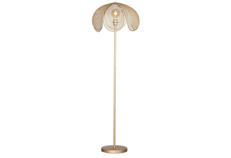 Licht-Erlebnisse Stehlampe STINA, ohne Leuchtmittel, Metall 160 cm hoch in Gold Modernes Design E27 von Licht-Erlebnisse