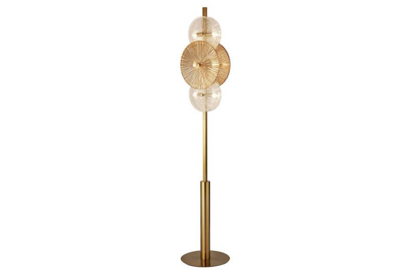 Licht-Erlebnisse Stehlampe TERESA, ohne Leuchtmittel, in Messing Bernstein Klar/Transparent 6-flammig G9 151 cm Glas Metall von Licht-Erlebnisse
