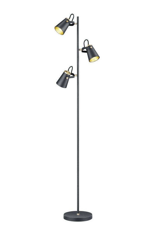 Licht-Erlebnisse Stehlampe WICKBET, ohne Leuchtmittel, Metall 160 cm Schwarz E14 3-flammig Vintage Design von Licht-Erlebnisse