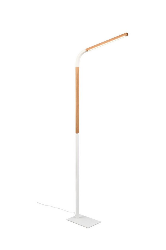 Licht-Erlebnisse Stehlampe ZALTTER, LED fest integriert, Warmweiß, LED dimmbar Metall Weiß Natur 3000 K warmweißes Licht 1400 lm von Licht-Erlebnisse