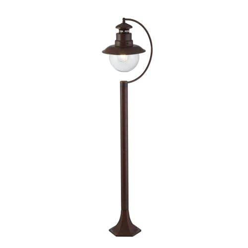 Licht-Erlebnisse Stehlampe außen 110 cm Braun antik IP44 E27 Glas Metall Maritim Wegeleuchte Garten Terrasse Außenleuchte von Licht-Erlebnisse