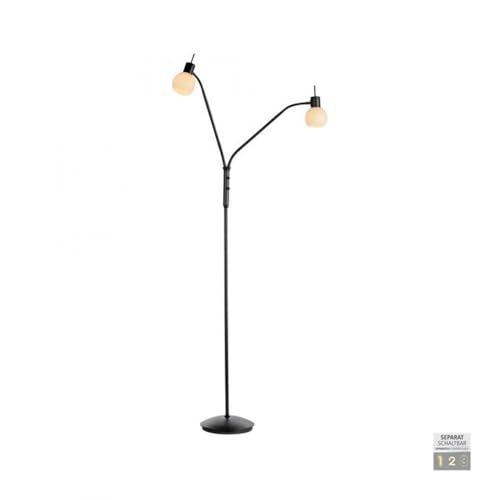 Licht-Erlebnisse Stehleuchte Glas Metall Schwarz Weiß Büro Wohnzimmer 170 cm inklusive E14 3000 K 2-flammig Schalter flexibel blendarme Stehlampe Schlafzimmer LUTHEN von Licht-Erlebnisse