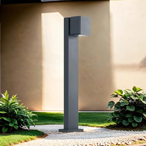 Licht-Erlebnisse Stehleuchte außen Garten IP44 Anthrazit 80 cm GU10 Modern Aluminium Wegeleuchte Außenlampe von Licht-Erlebnisse