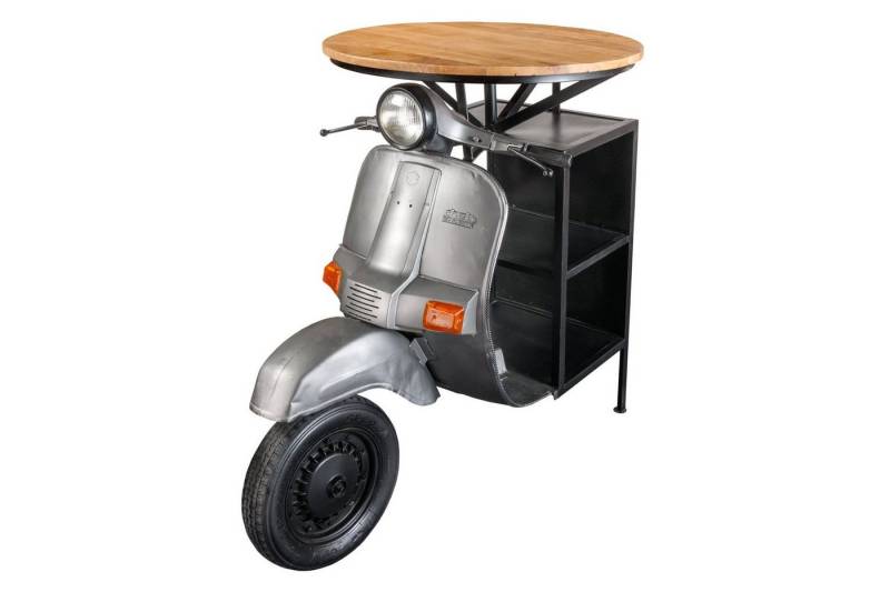 Licht-Erlebnisse Stehtisch HECTOR, Handarbeit echter Roller Mango Holz 120x77x116 cm (LxBxH) Upcycling von Licht-Erlebnisse