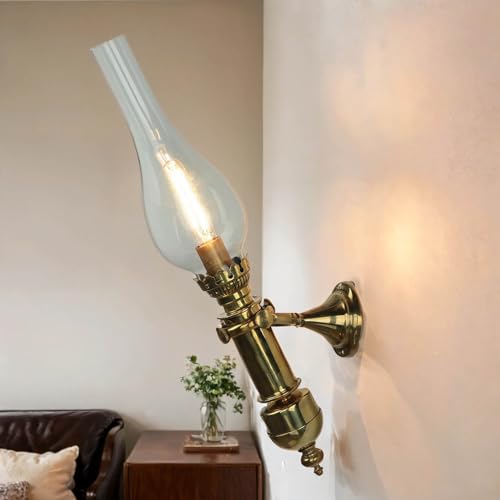 Licht-Erlebnisse Stilvolle Wandlampe GRETA aus Messing Glas Jugendstil Antik Bad Treppenhaus Flur Beleuchtung von Licht-Erlebnisse