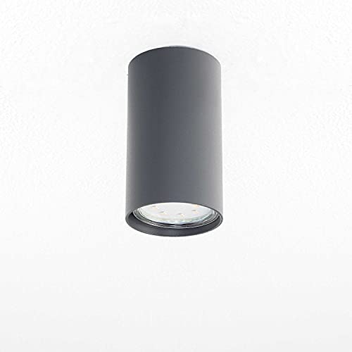 Licht-Erlebnisse Strahler rund Anthrazit GU10 35 Watt 230V Metall Innenleuchte modern Spotstrahler Aufbau Deckenleuchte Spot Flurstrahler Deckenlampe Wohnzimmer Esszimmer Lampe von Licht-Erlebnisse