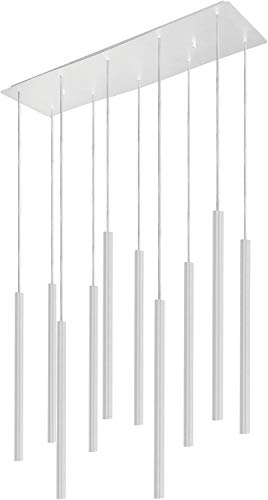 Licht-Erlebnisse Stylische Hängelampe Metall Weiß Modern Design L:78cm T:130cm 10x G9 CULT Küche Esstisch Hängeleuchte von Licht-Erlebnisse