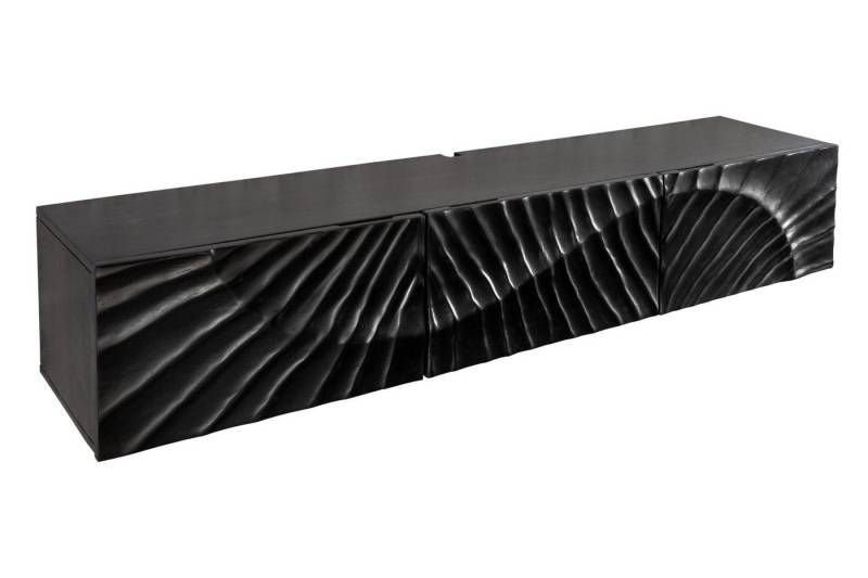 Licht-Erlebnisse TV-Board LORIEN, Schwarz 160 cm Mangoholz Handarbeit hängend von Licht-Erlebnisse