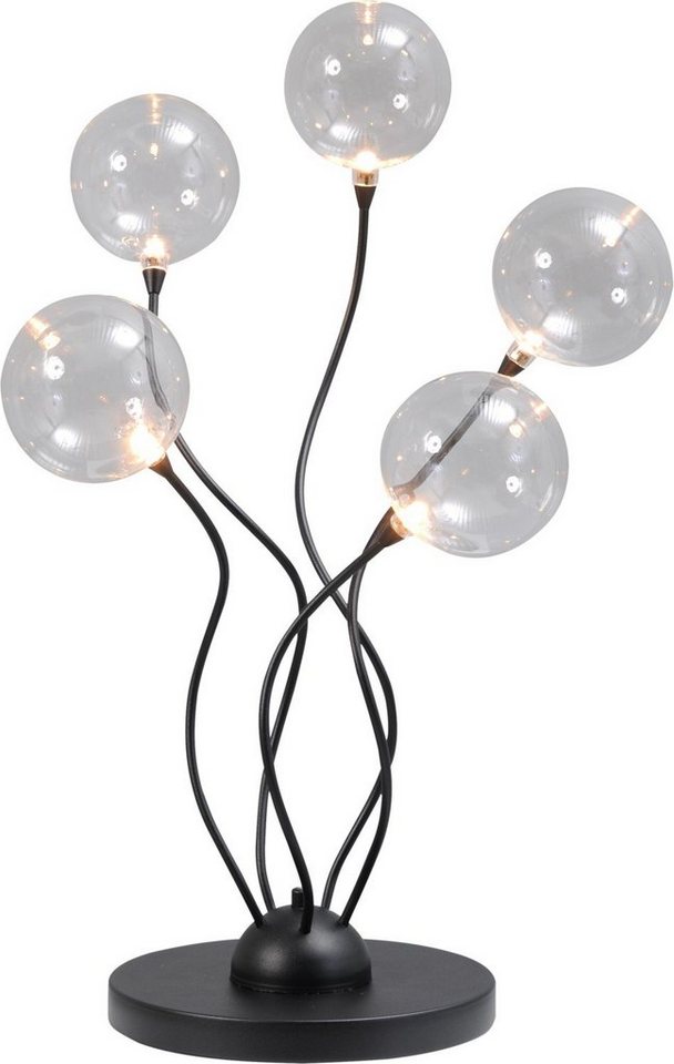 Licht-Erlebnisse Tischleuchte GIO, LED fest integriert, Warmweiß, Tischlampe LED 58 cm 2200 K 750 lm in Schwarz Modern Metall Glas von Licht-Erlebnisse