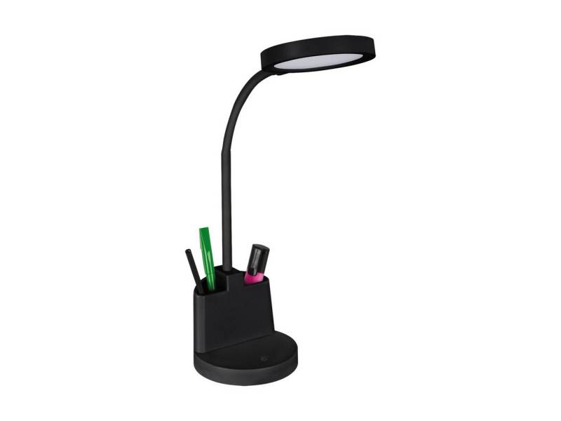 Licht-Erlebnisse Tischleuchte JULIE, LED, Neutralweiß, LED Dimmer Edelstahl mit Touch Funktion Flexarm 55,5 cm hoch Schwarz von Licht-Erlebnisse