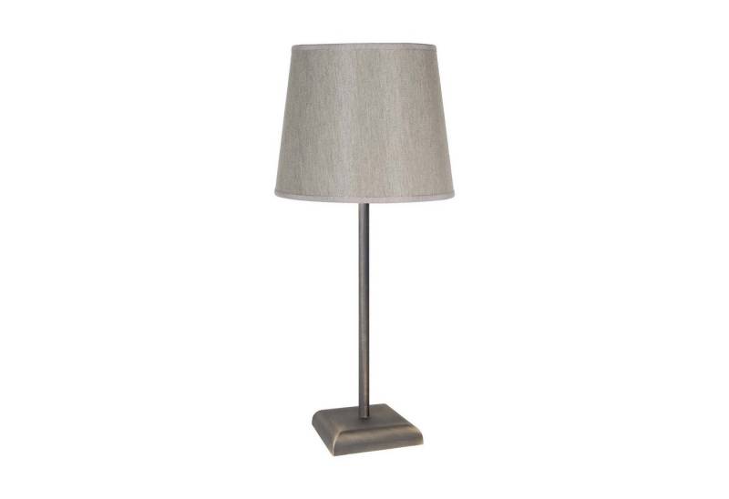 Licht-Erlebnisse Tischleuchte JULIUS, ohne Leuchtmittel, 45 cm D: 20 cm E27 in Bronze matt Beige Wohnzimmer Stoff Echt-Messing von Licht-Erlebnisse