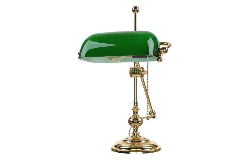 Licht-Erlebnisse Schreibtischlampe LAMPADE MINISTERO, ohne Leuchtmittel, Handgefertigte Tischlampe Grün echtes Messing Gold 24 Karat E27 Licht-Erlebnisse Schreibtischlampe LAMPADE MINISTERO, ohne Leuchtmittel, Handgefertigte Tischlampe Grün echtes Messing Gold 24 Karat E27 von Licht-Erlebnisse