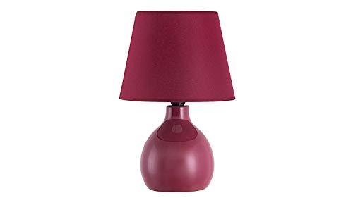 Licht-Erlebnisse Tischleuchte Retro mit Schalter Bordeaux Keramik Stoff H:28cm E14 gemütliche Nachttischlampe HETTO von Licht-Erlebnisse