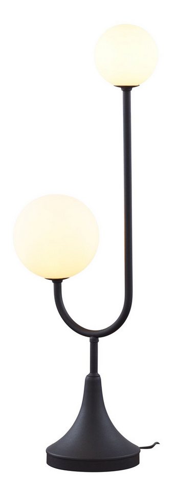 Licht-Erlebnisse Tischleuchte SOSTRAND, ohne Leuchtmittel, Metall Glas G9 73 cm hoch Schwarz Weiß 2-flammig Kugel Schirm Modern von Licht-Erlebnisse