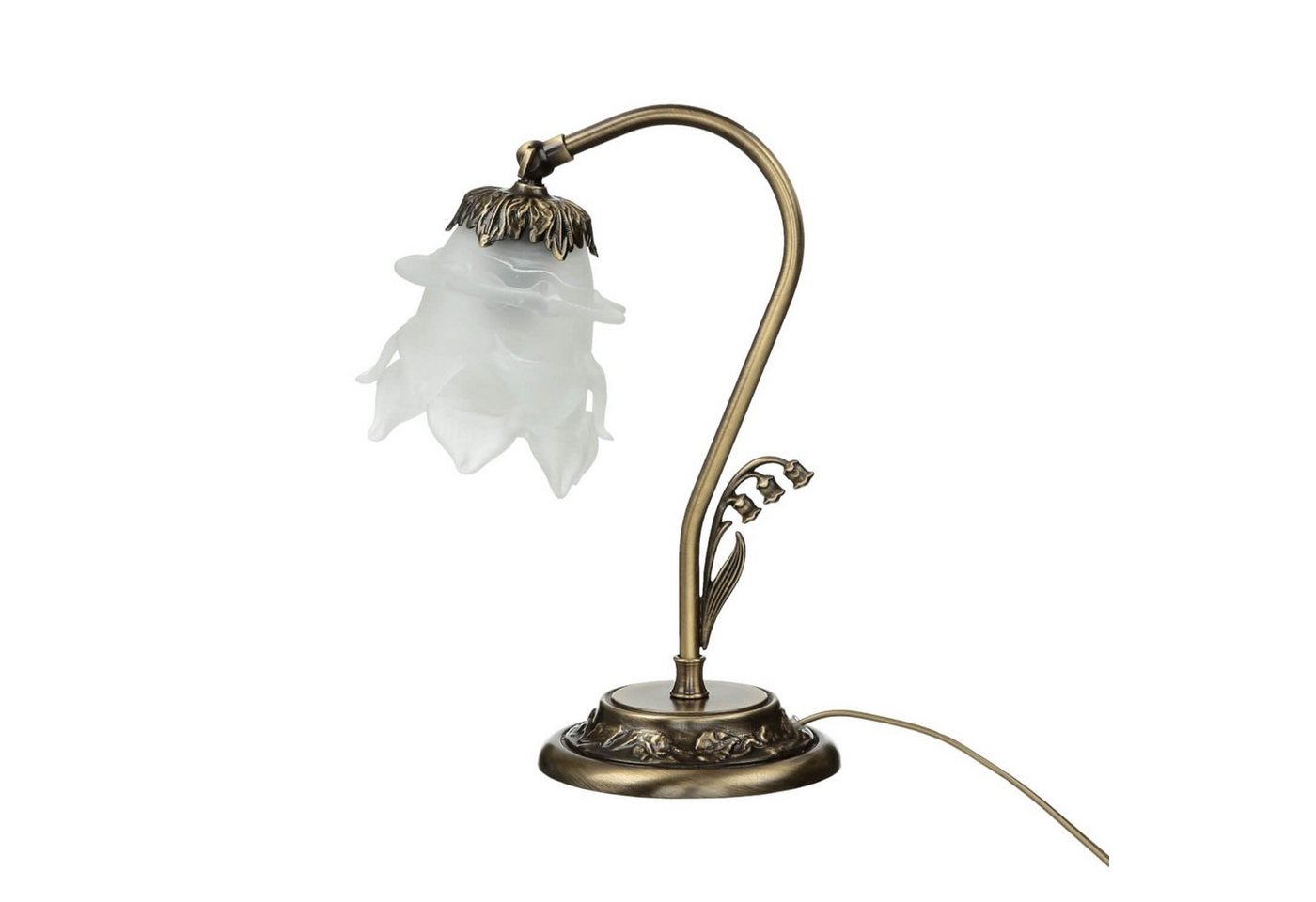 Licht-Erlebnisse Nachttischlampe TABLE LAMP, ohne Leuchtmittel, Tischlampe Echt-Messing in Bronze Floral Schlafzimmer Wohnzimmer von Licht-Erlebnisse