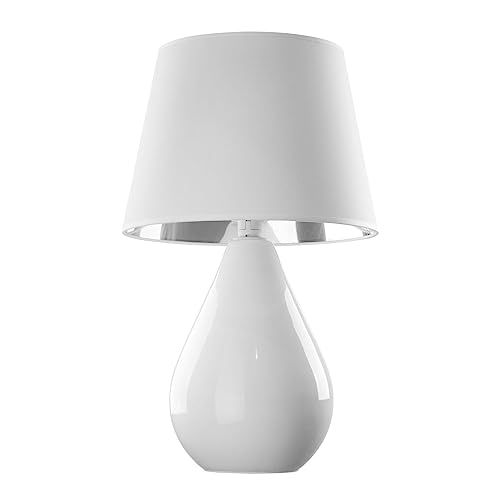 Licht-Erlebnisse XL Tischleuchte Vasenlampe in aus Glas & Stoff in Weiß mit Kabelschalter H:67cm für Wohnzimmer Schlafzimmer Nachttischlampe Vasenleuchte von Licht-Erlebnisse
