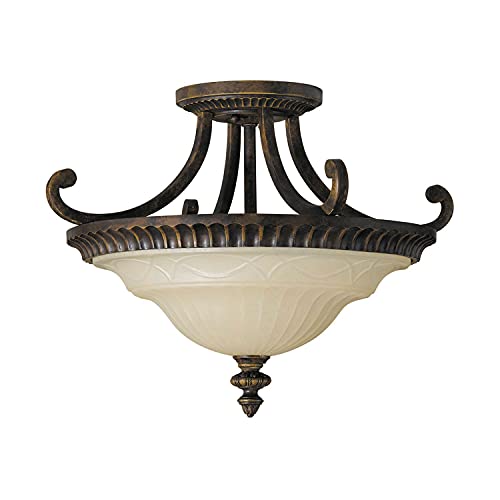 Licht-Erlebnisse Verzierte Deckenleuchte ANABELL 1 in Creme Braun aus Glas Metall gemütlich Design Lampe Wohnzimmer von Licht-Erlebnisse