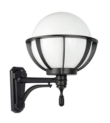 Licht-Erlebnisse Vintage Außenlampe NINETTE Kugelschirm E27 IP43 wetterfest blendarm Haus Hof Balkon Wandleuchte von Licht-Erlebnisse