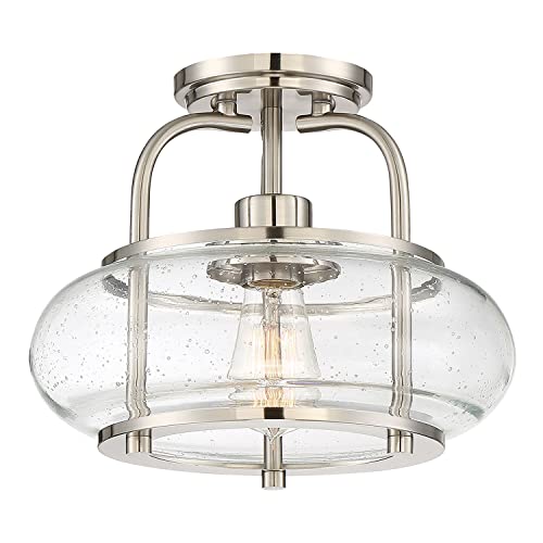Licht-Erlebnisse Vintage Deckenleuchte Glas Metall in Nickel Ø30,5cm T:25cm E27 Deckenlampe Küche Esszimmer von Licht-Erlebnisse