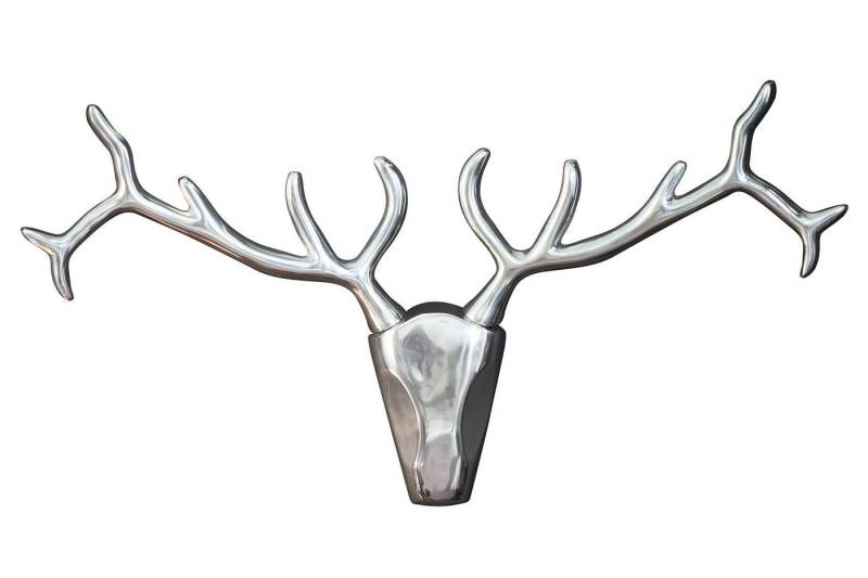 Licht-Erlebnisse Wanddekoobjekt ESK, Hirsch Geweih Metall 98 cm breit in Silber Deko Schädel Jagdtrophäe von Licht-Erlebnisse
