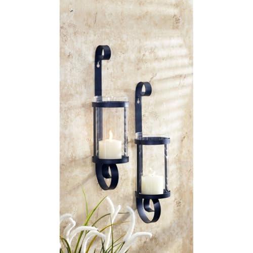 Licht-Erlebnisse Wandkerzenhalter mit Glas Schwarz 2er Set H: 38 cm Stahl Rustikal Kerzenhalter Wand Kerzenwandhalter - ohne Kerzen Licht-Erlebnisse Wandkerzenhalter mit Glas Schwarz 2er Set H: 38 cm Stahl Rustikal Kerzenhalter Wand Kerzenwandhalter - ohne Kerzen von Licht-Erlebnisse