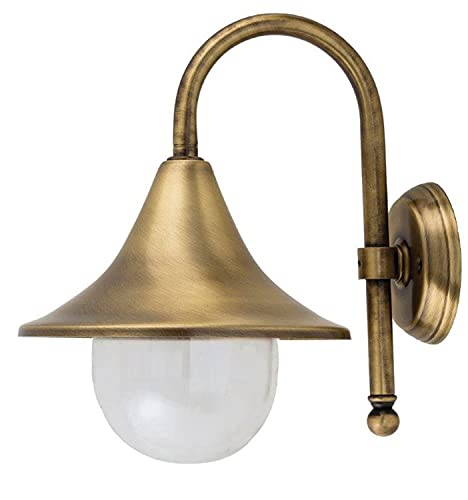 Licht-Erlebnisse Wandlampe Außen Messing Haus Maritim wetterfest VOLOS Laterne Terrassenleuchte Hoflampe Antik von Licht-Erlebnisse