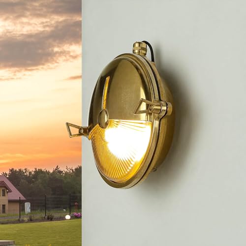Licht-Erlebnisse Außenleuchte Wand halboffen aus Echt-Messing EU-Produkt IP64 E14 D:18cm rostfrei Schiffslampe Wandlampe Außenlampe Wandleuchte Hauswand Hof Garten Licht-Erlebnisse Außenleuchte Wand halboffen aus Echt-Messing EU-Produkt IP64 E14 D:18cm rostfrei Schiffslampe Wandlampe Außenlampe Wandleuchte Hauswand Hof Garten von Licht-Erlebnisse