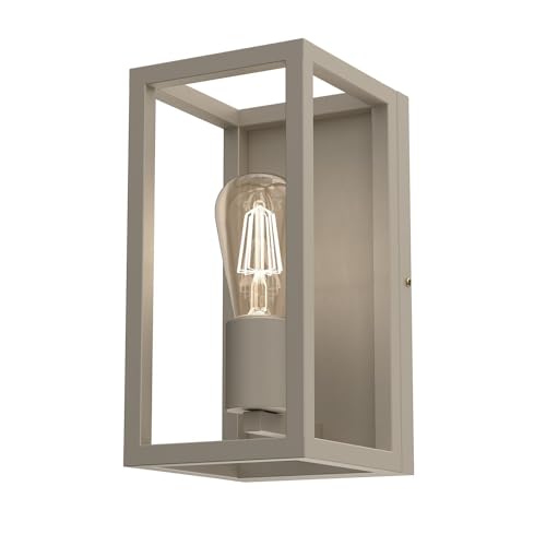 Licht-Erlebnisse Wandlampe Metall Beige Esszimmer Wohnzimmer B:15 cm E27 eckig Zeitlos elegant stilvolle Wandleuchte Flur LAJUSA von Licht-Erlebnisse