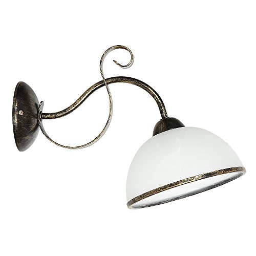 Licht-Erlebnisse Wandlampe Metall Glas Metall Messing Weiß Wohnzimmer Schlafzimmer H:26 E27 blendarm Landhaus Rustikal Wandleuchte Flur ANTICA Licht-Erlebnisse Wandlampe Metall Glas Metall Messing Weiß Wohnzimmer Schlafzimmer H:26 E27 blendarm Landhaus Rustikal Wandleuchte Flur ANTICA von Licht-Erlebnisse