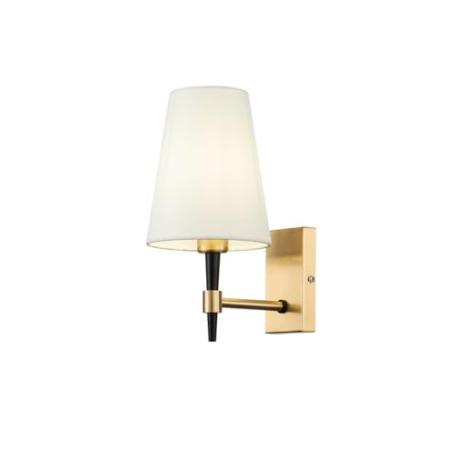 Licht-Erlebnisse Wandlampe Stoff Metall H: 28 cm in Messing Weiß E14 Modern Ambientebeleuchtung Wohnzimmer Schlafzimmerlampe Wandleuchte Flur Licht-Erlebnisse Wandlampe Stoff Metall H: 28 cm in Messing Weiß E14 Modern Ambientebeleuchtung Wohnzimmer Schlafzimmerlampe Wandleuchte Flur von Licht-Erlebnisse