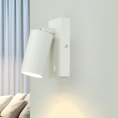 Licht-Erlebnisse Wandspot Aluminium Stahl Weiß Flur Küche Wohnzimmer H:14 cm GU10 mit Schalter beweglich Leselicht Wandstrahler Schlafzimmer EMILY von Licht-Erlebnisse
