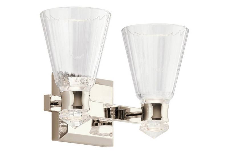 Licht-Erlebnisse Wandleuchte ALANA, LED, Warmweiß, LED Glas Metall IP44 warmweiß 3000 K 1250 lm B: 36,8 cm von Licht-Erlebnisse