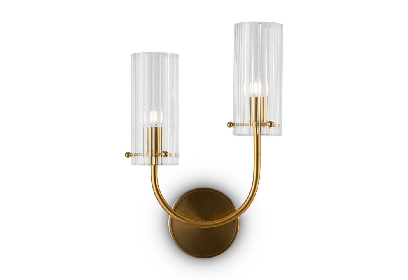 Licht-Erlebnisse Wandleuchte ALVIA, ohne Leuchtmittel, Glas Metall H: 38 cm in Messing G9 2-flammig Modern Licht-Erlebnisse Wandleuchte ALVIA, ohne Leuchtmittel, Glas Metall H: 38 cm in Messing G9 2-flammig Modern von Licht-Erlebnisse