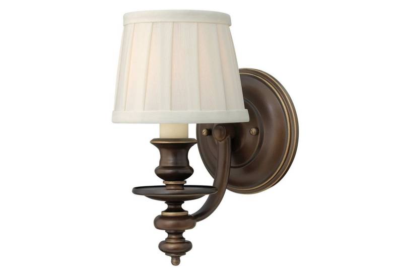 Licht-Erlebnisse Wandleuchte ANABELL 2, ohne Leuchtmittel, Wandlampe E14 Creme Bronze Stoff Metall Modern Beleuchtung von Licht-Erlebnisse
