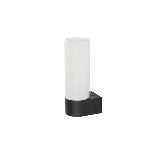 Licht-Erlebnisse Wandleuchte Aluminium Glas Schwarz Weiß IP44 Badezimmer Flur B:5 cm G9 satiniert blendarm Fackel Modern gemütliche Wandlampe Küche JUNARD von Licht-Erlebnisse