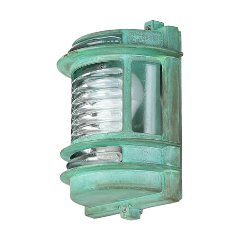 Licht-Erlebnisse Wandleuchte Außen Echt-Messing Glas in Grün Antik IP64 Garten Balkon T:17 cm E27 Maritim Rustikal Landhaus Außenlampe Wand GRACIA Licht-Erlebnisse Wandleuchte Außen Echt-Messing Glas in Grün Antik IP64 Garten Balkon T:17 cm E27 Maritim Rustikal Landhaus Außenlampe Wand GRACIA von Licht-Erlebnisse