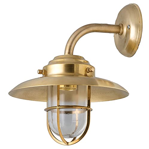 Licht-Erlebnisse Wandleuchte Außen Messing Glas Haustür Maritimer Stil wetterfest KAVALA Terrassenlampe Hoflampe von Licht-Erlebnisse