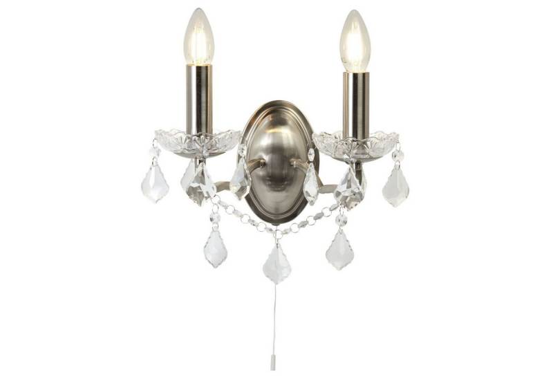 Licht-Erlebnisse Wandleuchte BARON, ohne Leuchtmittel, in Silber matt 2-flammig E14 Metall mit Schalter Klassisch Wohnzimmer von Licht-Erlebnisse