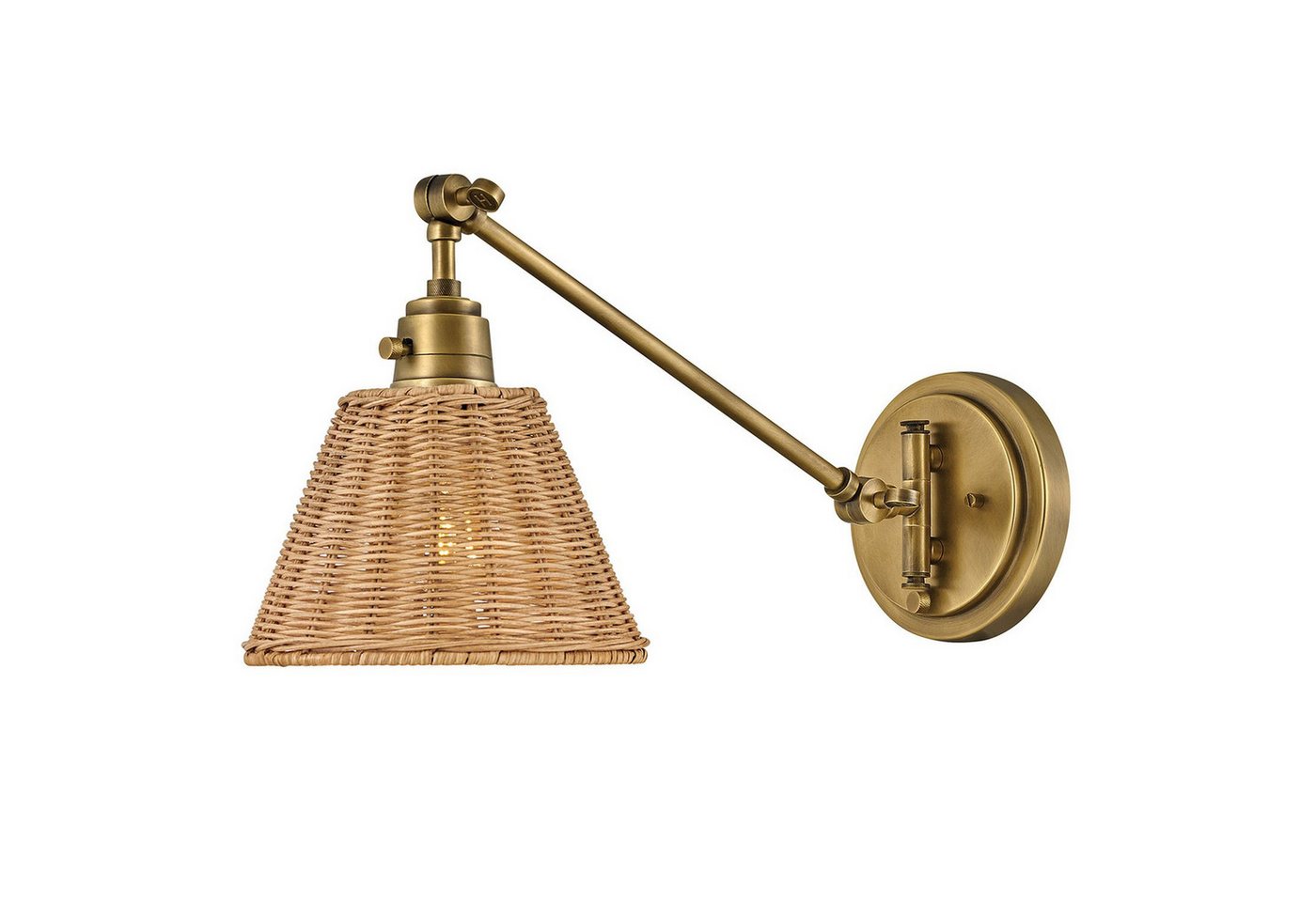 Licht-Erlebnisse Wandleuchte BOSCO, ohne Leuchtmittel, Metall Rattan E27 Schwenkarm Gelenk H: 24,2 cm in Messing Antik Natur Licht-Erlebnisse Wandleuchte BOSCO, ohne Leuchtmittel, Metall Rattan E27 Schwenkarm Gelenk H: 24,2 cm in Messing Antik Natur von Licht-Erlebnisse