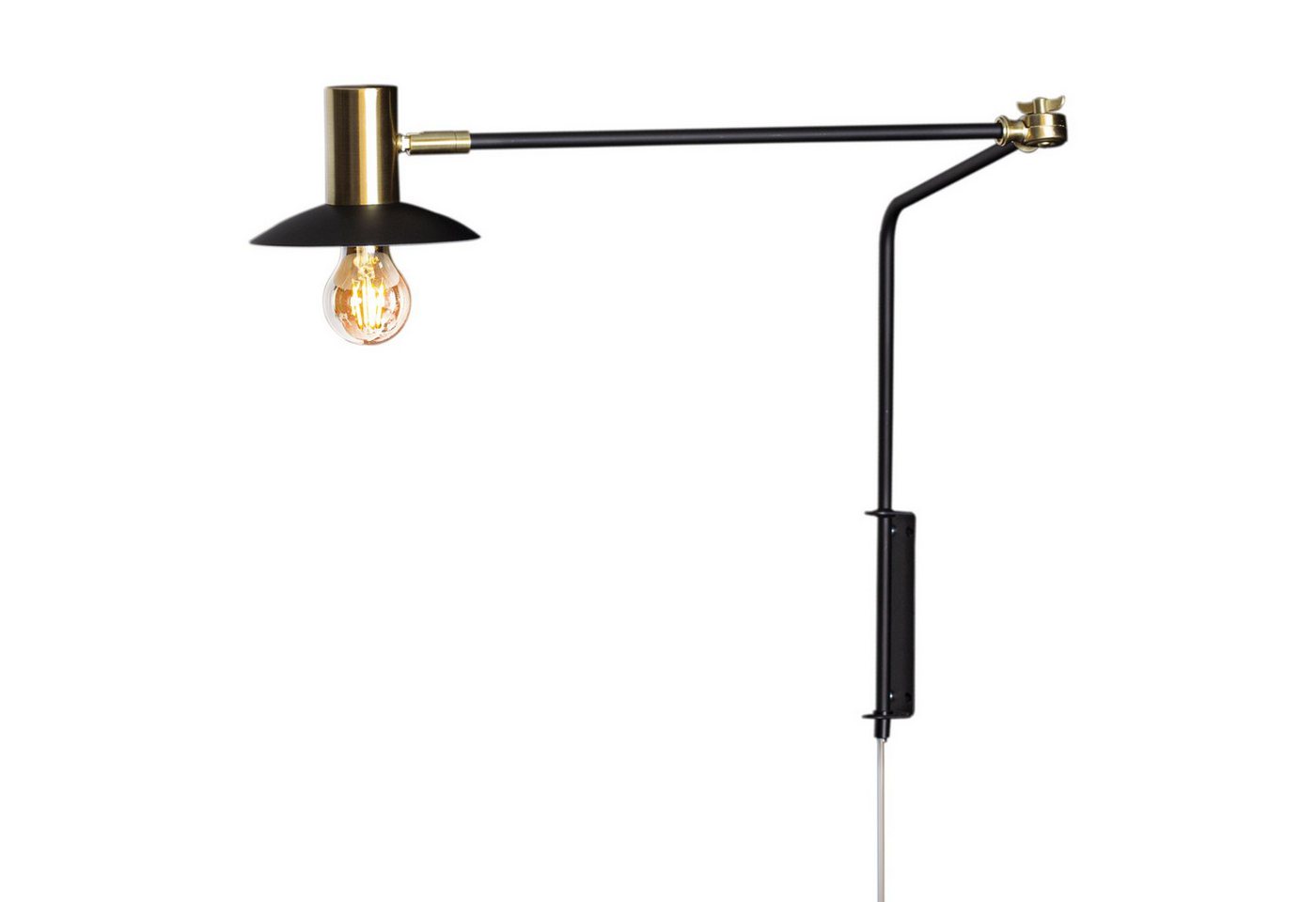 Licht-Erlebnisse Wandleuchte EINAR, ohne Leuchtmittel, Kabel Stecker E27 Schwenkarm T: max. 92 cm in Schwarz Messing antik Licht-Erlebnisse Wandleuchte EINAR, ohne Leuchtmittel, Kabel Stecker E27 Schwenkarm T: max. 92 cm in Schwarz Messing antik von Licht-Erlebnisse