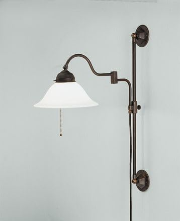 Licht-Erlebnisse Wandleuchte Glas Berliner Antik Glas Wohnzimmer Schlafzimmer T:43 cm E27 Zugschalter Kabel Steckdosenanschluss Jugendstil Büro Wandlampe flexibel von Licht-Erlebnisse