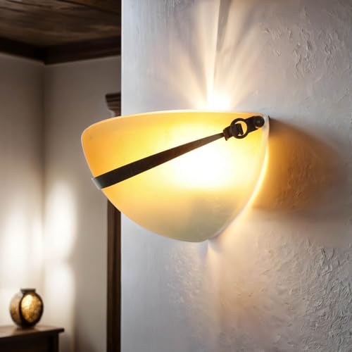 Licht-Erlebnisse Wandleuchte Glas Schirm Orange Bronze 32 cm breit wohnlich Rustikal 2x E14 Wandlampe Flur Wohnzimmer von Licht-Erlebnisse