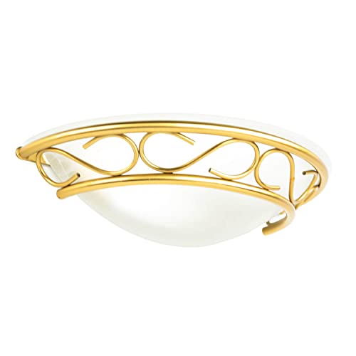 Licht-Erlebnisse Wandleuchte Messing, Wandlampe E14 Glas, Alabaster, Metall, blendarm, Rustikal, Landhaus, B:30 cm, elegant, stilvoll, Schlafzimmer, Flur, Wohnzimmer von Licht-Erlebnisse