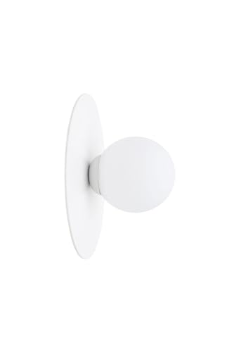Licht-Erlebnisse Wandleuchte Glaskugel Metall Weiß Wohnzimmer Schlafzimmer Bad H:25 cm E27 bis 60 W blendarm wohnlich gemütliche Wandlampe Flur WRIKKA von Licht-Erlebnisse