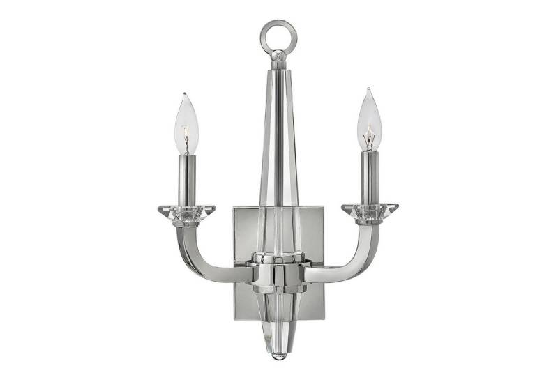 Licht-Erlebnisse Wandleuchte HARLOW, ohne Leuchtmittel, Metall E14 H: 45 cm Nickel poliert 2-flammig Modern Kristall von Licht-Erlebnisse