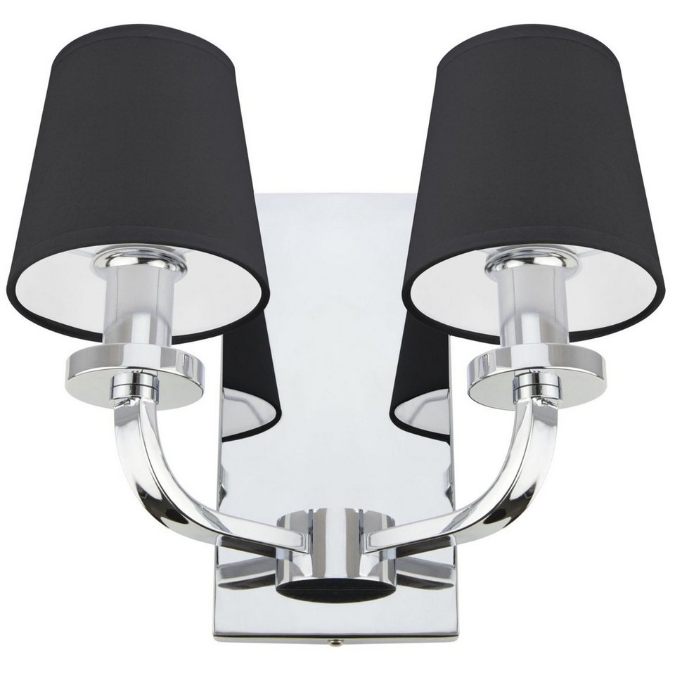 Licht-Erlebnisse Wandleuchte IVELIN, ohne Leuchtmittel, 2-flammig Schwarz Chrom 30 cm breit Stoff Metall für E14 blendarm Licht-Erlebnisse Wandleuchte IVELIN, ohne Leuchtmittel, 2-flammig Schwarz Chrom 30 cm breit Stoff Metall für E14 blendarm von Licht-Erlebnisse